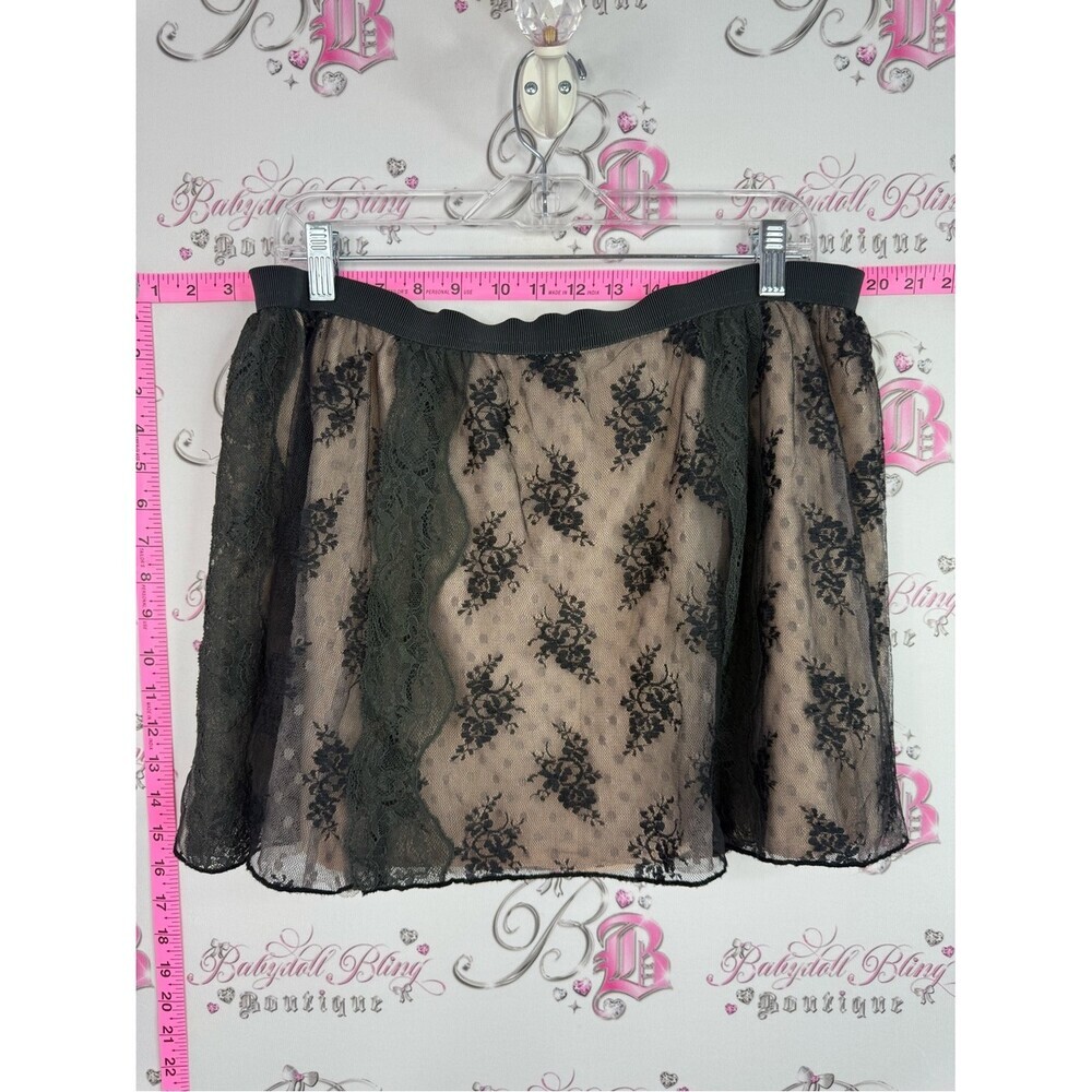American Eagle Outfitters Black Lace Overlay Mini Skirt pink